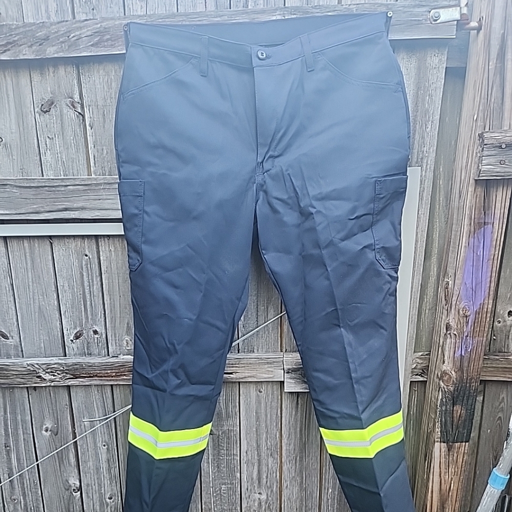 Red Kap Reflective Work Pants Mens Sz 38x30 Blue High Visibility Worker *NEW*